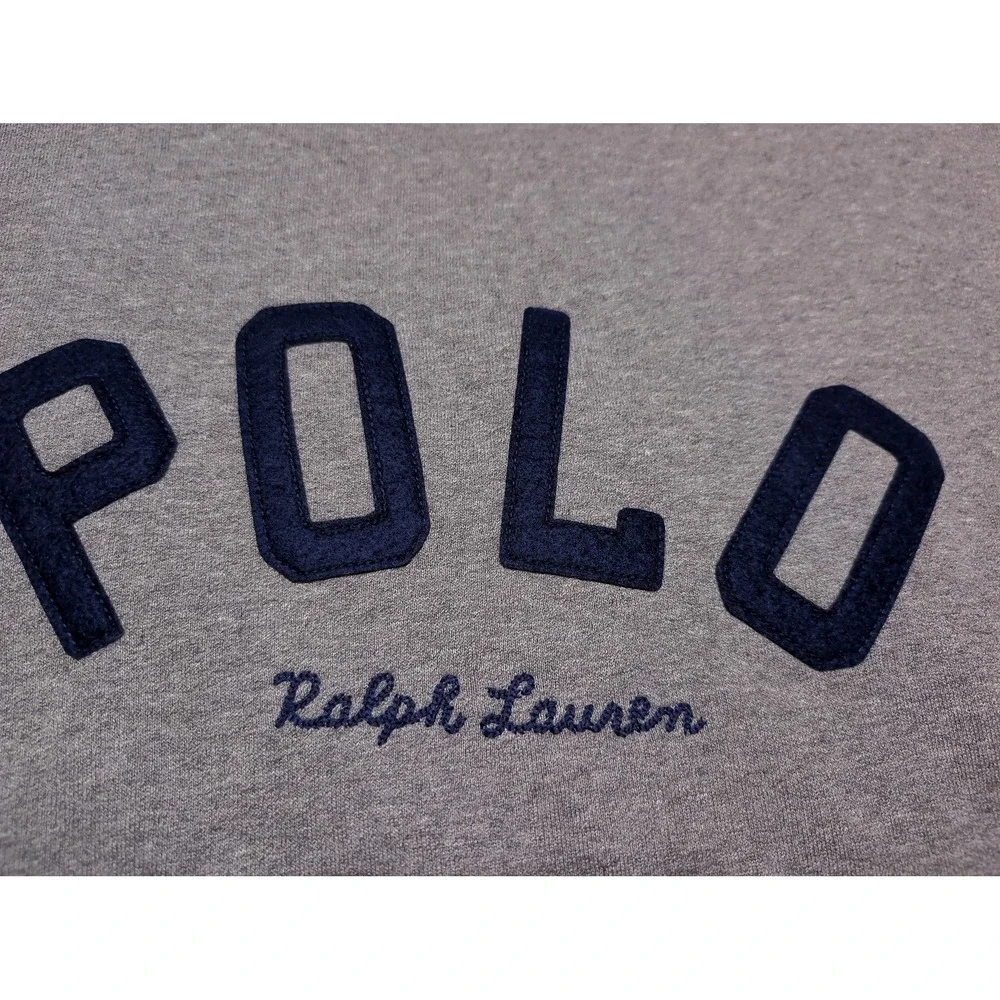 POLO Ralph Lauren Sweatshirt Mens XL Gray Excellent Embroidered Applique Logo